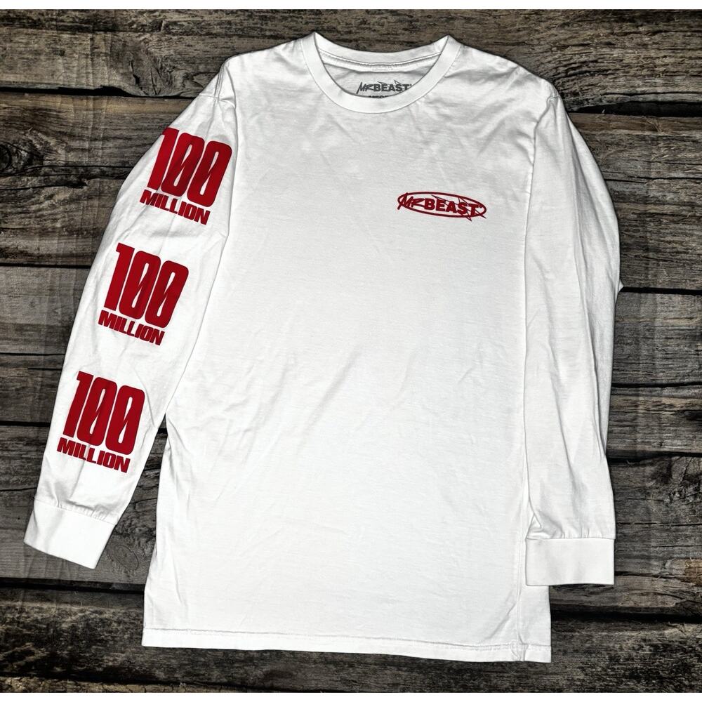 Mr. Beast 100 Million Subscribers Limited Edition Adult Medium Long Sleeve Tee
